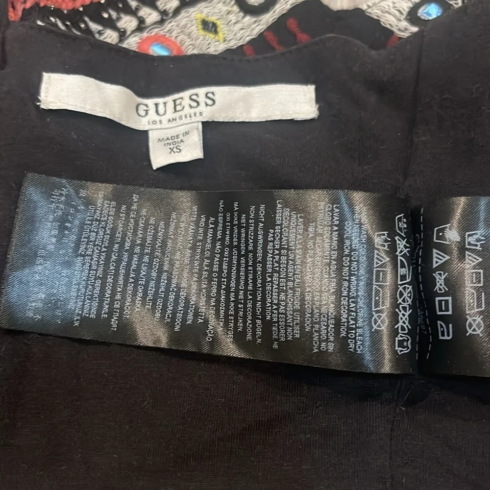 GUESS Womens Black Liberty Embroidered Crop Top Jet Size  XS - Picture 11 of 12